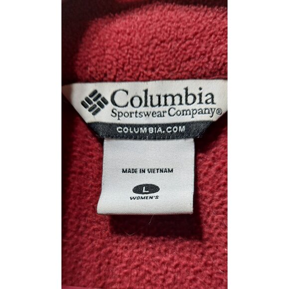 Columbia Womens Red Full-Zip Fleece Jacket Size L Warm Cozy Outerwear - Picture 5 of 5